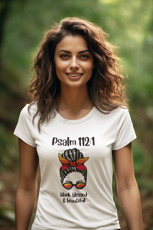Unisex Heavy Cotton Tee - Psalm 112:1 - Black, Blessed & Beautiful