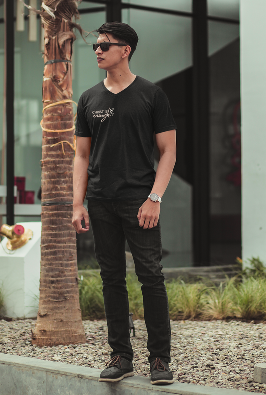 Christian Inspirational V-Neck Tee - 'Christ is Enough'